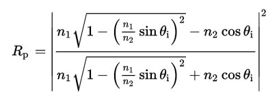 Fresnel equation for p polarized reflection